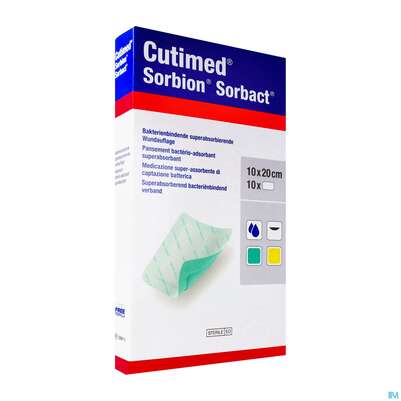 Cutimed Sorbion Sorbact Steril Bakterienbind.+absorb. Wundauflage 10x20cm 72698 10st, A-Nr.: 4750229 - 03