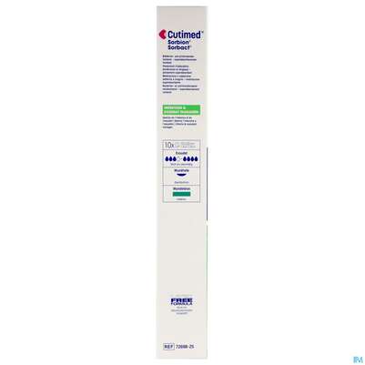 Cutimed Sorbion Sorbact Steril Bakterienbind.+absorb. Wundauflage 10x20cm 72698 10st, A-Nr.: 4750229 - 07
