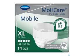 Inkontinenz Molicare Premium/mobile/5 Tropfen Gruen Xl 130-170cm 14st, A-Nr.: 4176055 - 01