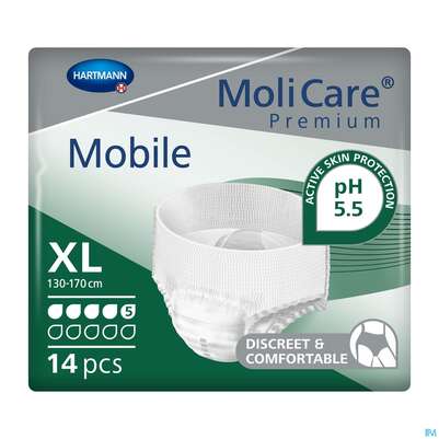 Inkontinenz Molicare Premium/mobile/5 Tropfen Gruen Xl 130-170cm 14st, A-Nr.: 4176055 - 02