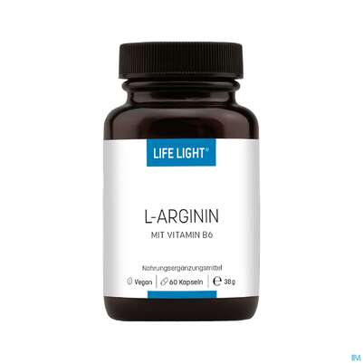 Sie sehen eine Packung L-arginin Kapseln 500mg Life Light 60st, Produktbild: 01 L-arginin Kapseln 500mg Life Light 60st, A-Nr.: 3134876 - 01