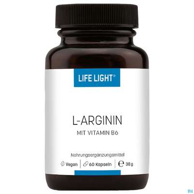 Sie sehen eine Packung L-arginin Kapseln 500mg Life Light 60st, Produktbild: 02 L-arginin Kapseln 500mg Life Light 60st, A-Nr.: 3134876 - 02