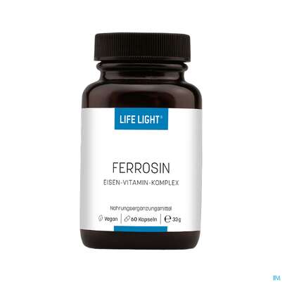 Sie sehen eine Packung Life Light Kapseln Ferrosin (eisen) 60st, Produktbild: 01 Life Light Kapseln Ferrosin (eisen) 60st, A-Nr.: 3134681 - 01
