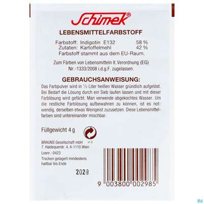 Schimek Lebensmittelfarbe Nr 8 Mittelblau 4g, A-Nr.: 5745064 - 03