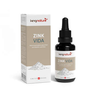 Sie sehen eine Packung KINGNATURE Zink Vida Tropfen Fl 28.8 ml, Produktbild: 01 KINGNATURE Zink Vida Tropfen Fl 28.8 ml, A-Nr.: 5839121 - 01