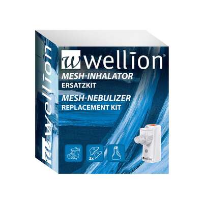 Sie sehen eine Packung Wellion MESH-NEBULIZER Ersatzkit, Produktbild: 01 Wellion MESH-NEBULIZER Ersatzkit, A-Nr.: 5424101 - 01