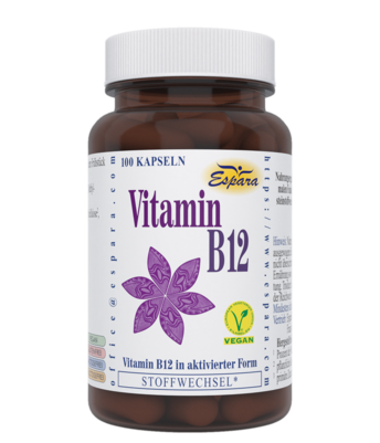 Sie sehen eine Packung Espara Vitamin B12 Kapseln, Produktbild: 01 Espara Vitamin B12 Kapseln, A-Nr.: 4836617 - 01