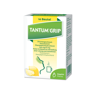 Tantum® Grip Zitronengeschmack Paracetamol/Phenylephrinhydrochlorid 600 mg/10 mg Pulver im Beutel zur Herstellung einer Lösung zum Einnehmen, A-Nr.: 5518664 - 01