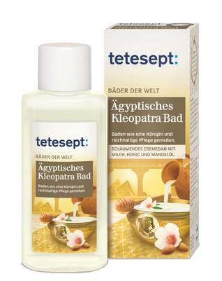 Sie sehen eine Packung tetesept Bäder der Welt Ägyptischves Kleopatra Bad, Produktbild: 01 tetesept Bäder der Welt Ägyptischves Kleopatra Bad, A-Nr.: 3866935 - 01