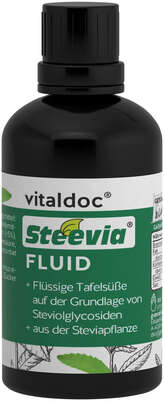 Sie sehen eine Packung vitaldoc® Steevia FLUID, Produktbild: 01 vitaldoc® Steevia FLUID, A-Nr.: 5619804 - 01