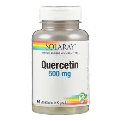 Sie sehen eine Packung Supplementa Quercetin 500 mg Kapseln Solaray, Produktbild: 01 Supplementa Quercetin 500 mg Kapseln Solaray, A-Nr.: 5598048 - 01