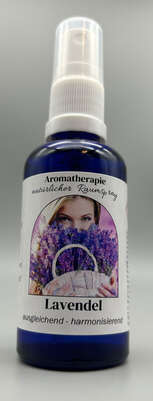Sie sehen eine Packung Raumspray Lavendel 50 ml Aethera, Produktbild: 01 Raumspray Lavendel 50 ml Aethera, A-Nr.: 4379798 - 01