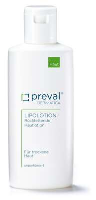 Sie sehen eine Packung preval Lipolotion Hautpflegeemulsion, Produktbild: 01 preval Lipolotion Hautpflegeemulsion, A-Nr.: 2493515 - 01