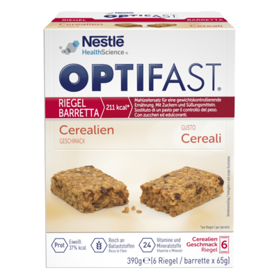 Sie sehen eine Packung OPTIFAST® Riegel Cerealien, Produktbild: 01 OPTIFAST® Riegel Cerealien, A-Nr.: 5209957 - 01