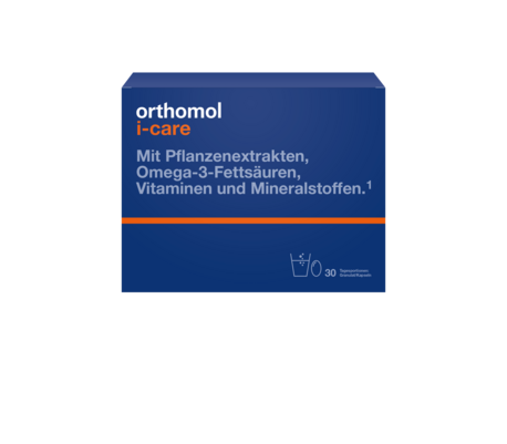 Sie sehen eine Packung Orthomol i-Care, Produktbild: 01 Orthomol i-Care, A-Nr.: 3855653 - 01
