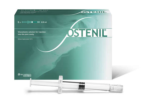 Sie sehen eine Packung Ostenil 20mg/2ml Fertigspritze 5 Stk., Produktbild: 01 Ostenil 20mg/2ml Fertigspritze 5 Stk., A-Nr.: 5205238 - 01