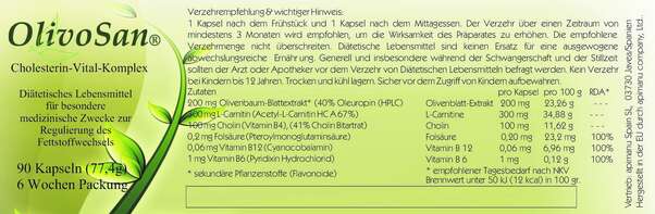 Sie sehen eine Packung Apimanu Olivosan -Cholesterin und Immunsystem Vital Komplex, Produktbild: 01 Apimanu Olivosan -Cholesterin und Immunsystem Vital Komplex, A-Nr.: 3817374 - 01