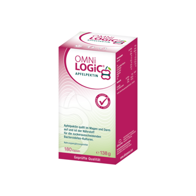 Sie sehen eine Packung OMNi-LOGiC® Apfelpektin, 180 Kapseln, Produktbild: 01 OMNi-LOGiC® Apfelpektin, 180 Kapseln, A-Nr.: 4246577 - 01