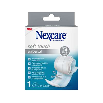 Sie sehen eine Packung Nexcare™ Soft Touch Universal Pflaster, 1 m x 8 cm, 1/Packung, Produktbild: 01 Nexcare™ Soft Touch Universal Pflaster, 1 m x 8 cm, 1/Packung, A-Nr.: 5738006 - 01