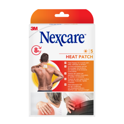 Sie sehen eine Packung Nexcare™ Wärmepflaster, 9,5 cm × 13 cm, 5/Pack, Produktbild: 01 Nexcare™ Wärmepflaster, 9,5 cm × 13 cm, 5/Pack, A-Nr.: 4435195 - 01