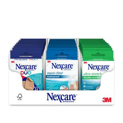 Sie sehen eine Packung Nexcare™ Mixed Display Comfort/DUO/Aqua, Produktbild: 01 Nexcare™ Mixed Display Comfort/DUO/Aqua, A-Nr.: 5683311 - 01