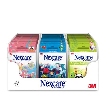 Sie sehen eine Packung Nexcare™ Kinderpflaster Happy Kids Mixed Display (8x Magic, 8x Cool, 8x Animals), Produktbild: 02 Nexcare™ Kinderpflaster Happy Kids Mixed Display (8x Magic, 8x Cool, 8x Animals), A-Nr.: 5683305 - 02