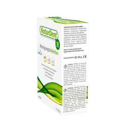 Sie sehen eine Packung NaturDent Reinigungstabletten (48 Stk), Produktbild: 02 NaturDent Reinigungstabletten (48 Stk), A-Nr.: 4275225 - 02