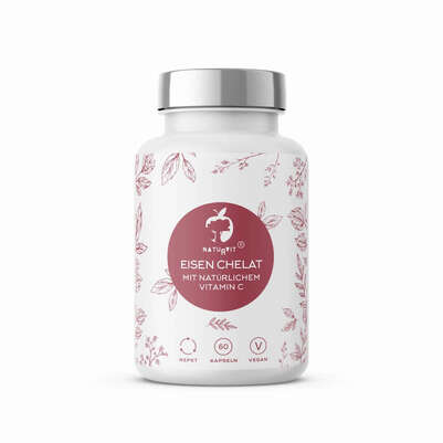 Sie sehen eine Packung Naturvit ® Eisen Chelat plus Acerola Vitamin C, Produktbild: 01 Naturvit ® Eisen Chelat plus Acerola Vitamin C, A-Nr.: 5666382 - 01