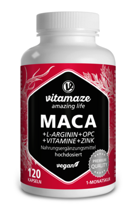 Vitamaze Maca 10:1 hochdosiert +L-Arginin u. OPC u. Vitamine vegan, A-Nr.: 5179417 - 01
