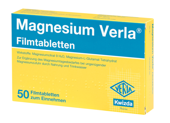 Sie sehen eine Packung Magnesium Verla - Filmtabletten, Produktbild: 01 Magnesium Verla - Filmtabletten, A-Nr.: 0554201 - 01