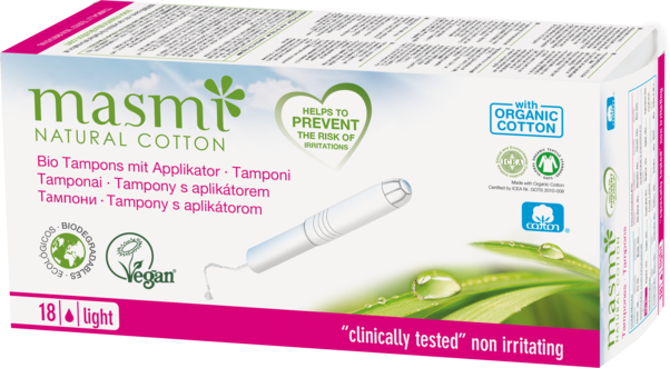 Sie sehen eine Packung Masmi Organic Care - Bio Tampons Light / Mini mit Applikator, Produktbild: 02 Masmi Organic Care - Bio Tampons Light / Mini mit Applikator, A-Nr.: 4531183 - 02