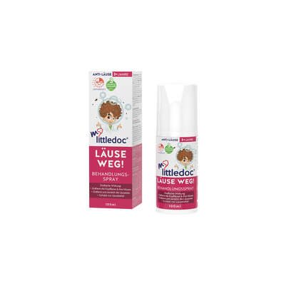 Sie sehen eine Packung mylittledoc® LÄUSE WEG! Behandlungs-Spray, Produktbild: 03 mylittledoc® LÄUSE WEG! Behandlungs-Spray, A-Nr.: 5479065 - 03