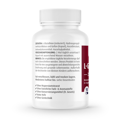 Sie sehen eine Packung Zeinpharma L-Glutathion Red 250 mg Kapseln, Produktbild: 02 Zeinpharma L-Glutathion Red 250 mg Kapseln, A-Nr.: 3874662 - 02