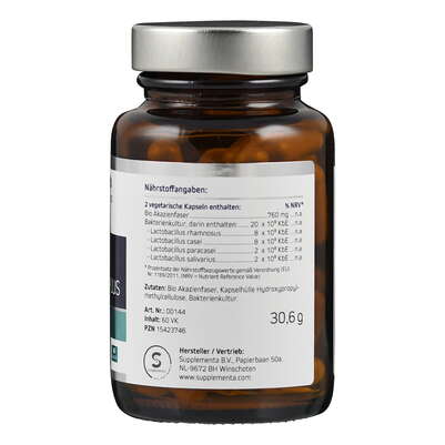 Sie sehen eine Packung Supplementa L-Rhamnosus Plus Kapseln, Produktbild: 02 Supplementa L-Rhamnosus Plus Kapseln, A-Nr.: 5596552 - 02