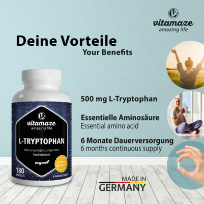 Vitamaze L-Tryptophan 500mg hochdosiert vegan, A-Nr.: 5274038 - 02