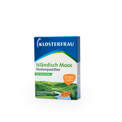 Sie sehen eine Packung Klosterfrau Isländisch Moos Hustenpastillen, Produktbild: 01 Klosterfrau Isländisch Moos Hustenpastillen, A-Nr.: 3155312 - 01