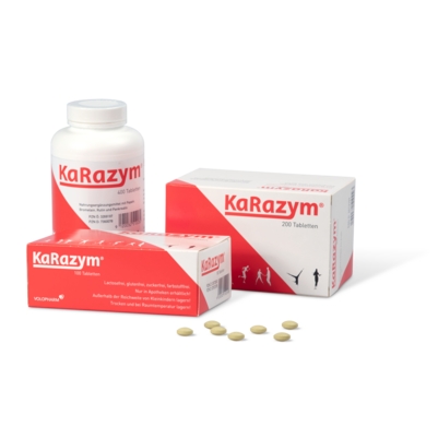 Sie sehen eine Packung KaRazym Tabletten 200 Stk., Produktbild: 02 KaRazym Tabletten 200 Stk., A-Nr.: 3573386 - 02