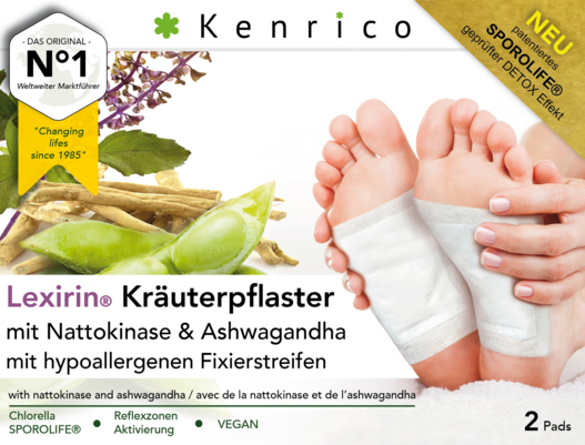 Sie sehen eine Packung Lexirin Kräuterpflaster mit Nattokinase und Ashwagandha, Produktbild: 02 Lexirin Kräuterpflaster mit Nattokinase und Ashwagandha, A-Nr.: 4831471 - 02