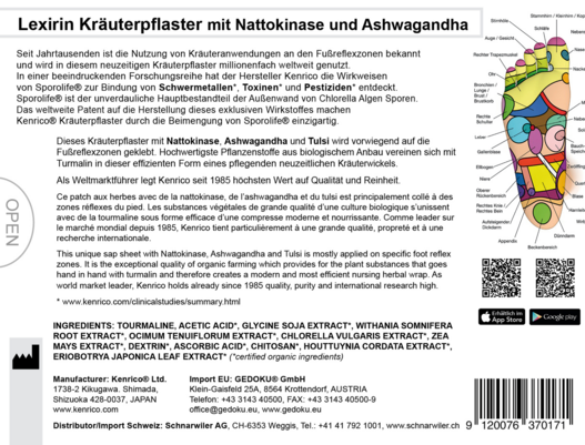 Sie sehen eine Packung Lexirin Kräuterpflaster mit Nattokinase und Ashwagandha, Produktbild: 03 Lexirin Kräuterpflaster mit Nattokinase und Ashwagandha, A-Nr.: 4831471 - 03