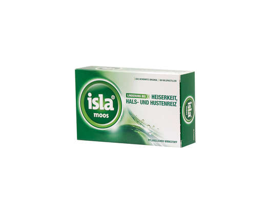 Sie sehen eine Packung isla moos Halspastillen 60 Stück, Produktbild: 01 isla moos Halspastillen 60 Stück, A-Nr.: 2694886 - 01