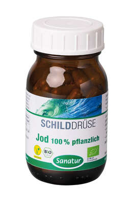 Sie sehen eine Packung Sanatur Jod Kapseln 100% pflanzlich BIO, Produktbild: 01 Sanatur Jod Kapseln 100% pflanzlich BIO, A-Nr.: 4259137 - 01