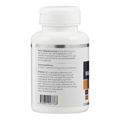 Sie sehen eine Packung Supplementa Kalium-/ Magnesiumcitrat Kapseln, Produktbild: 03 Supplementa Kalium-/ Magnesiumcitrat Kapseln, A-Nr.: 5596813 - 03