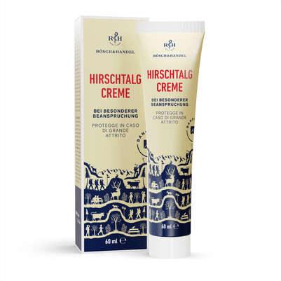 Sie sehen eine Packung Hirschtalg Creme Rösch 60ml, Produktbild: 01 Hirschtalg Creme Rösch 60ml, A-Nr.: 0665834 - 01