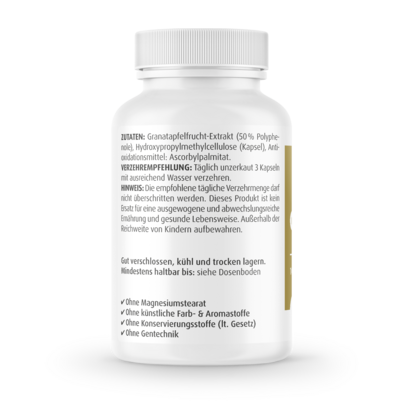 Sie sehen eine Packung Zeinpharma Granatapfel Extrakt 500 mg Kapseln, Produktbild: 02 Zeinpharma Granatapfel Extrakt 500 mg Kapseln, A-Nr.: 3874627 - 02
