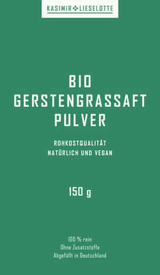 Sie sehen eine Packung Kasimir + Lieselotte Bio Gerstengrassaft Pulver, Produktbild: 02 Kasimir + Lieselotte Bio Gerstengrassaft Pulver, A-Nr.: 5616639 - 02