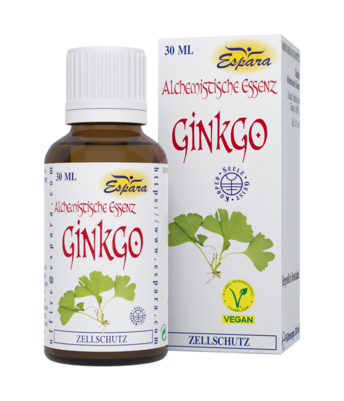 Sie sehen eine Packung Espara Ginkgo Alchemistische Essenz 30ml, Produktbild: 01 Espara Ginkgo Alchemistische Essenz 30ml, A-Nr.: 4039996 - 01