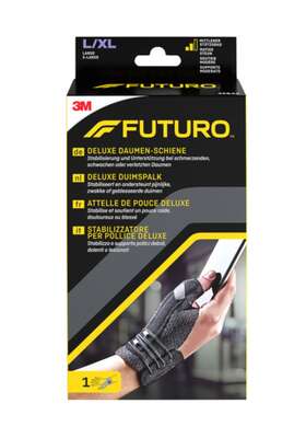Sie sehen eine Packung FUTURO™ Deluxe Daumen-Schiene 45844, L/XL (16.5 - 20.3 cm), Produktbild: 01 FUTURO™ Deluxe Daumen-Schiene 45844, L/XL (16.5 - 20.3 cm), A-Nr.: 4311665 - 01