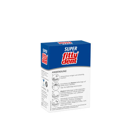 Sie sehen eine Packung fittydent Super Hafteinlagen comfort (20 Stk), Produktbild: 02 fittydent Super Hafteinlagen comfort (20 Stk), A-Nr.: 2162971 - 02
