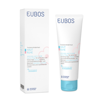 Sie sehen eine Packung Eubos Haut Ruhe Waschgel Haut und Haar 125ml, Produktbild: 06 Eubos Haut Ruhe Waschgel Haut und Haar 125ml, A-Nr.: 3257679 - 06