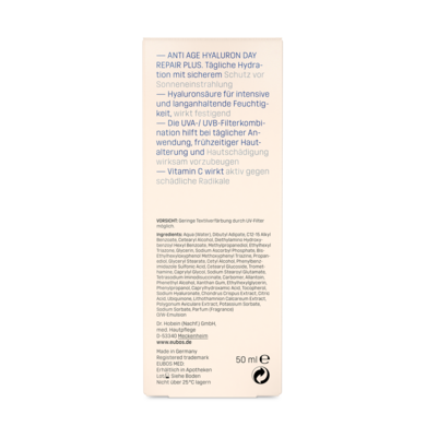 Sie sehen eine Packung Eubos Anti Age Hyaluron Day Repair Plus LSF 20, Produktbild: 05 Eubos Anti Age Hyaluron Day Repair Plus LSF 20, A-Nr.: 3698515 - 05